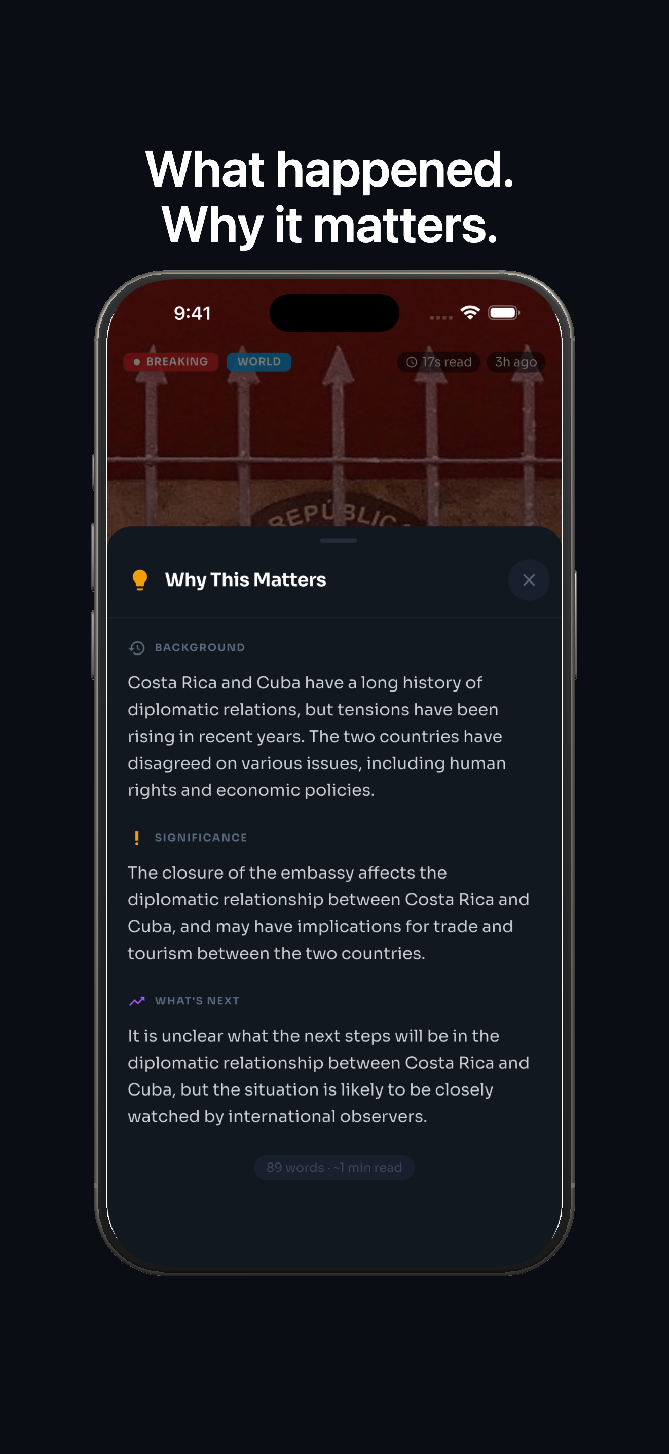 Briefly home screen widget showing top headlines