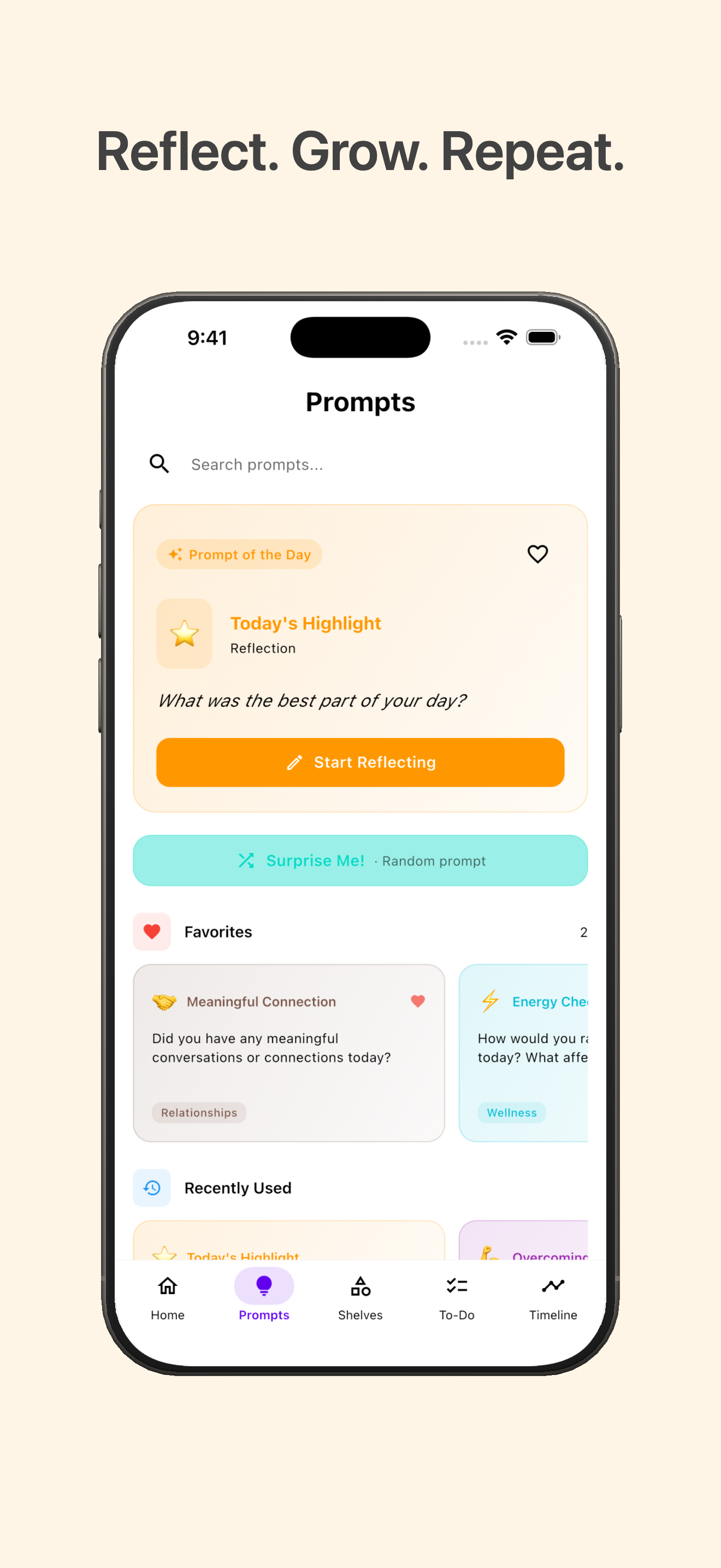 MindVault - Guided reflection prompts